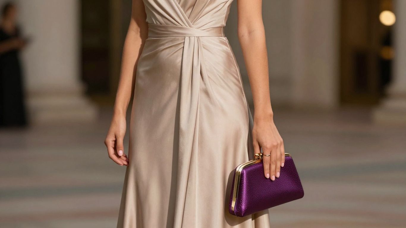Abendkleid mit passender Clutch-Tasche